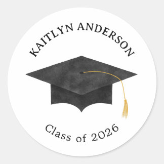 Rond Watercolor Graduation Cap Grad Sticker