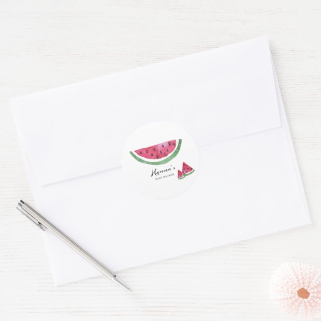 Rond Watermelon Summer Baby Shower Sticker  (Enveloppe)