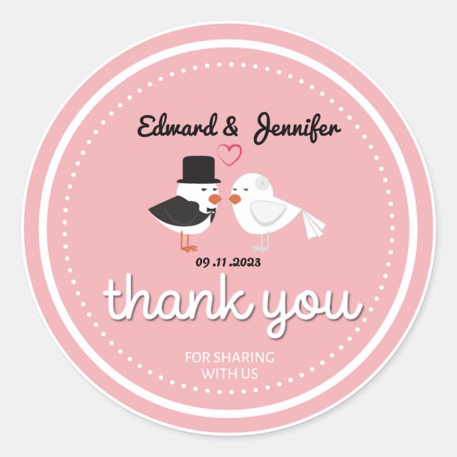 Rond Wedding Sticker Thank You for joining us (Devant)