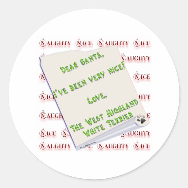 Rond West Highland White Terrier Naught... - Sticker (Devant)
