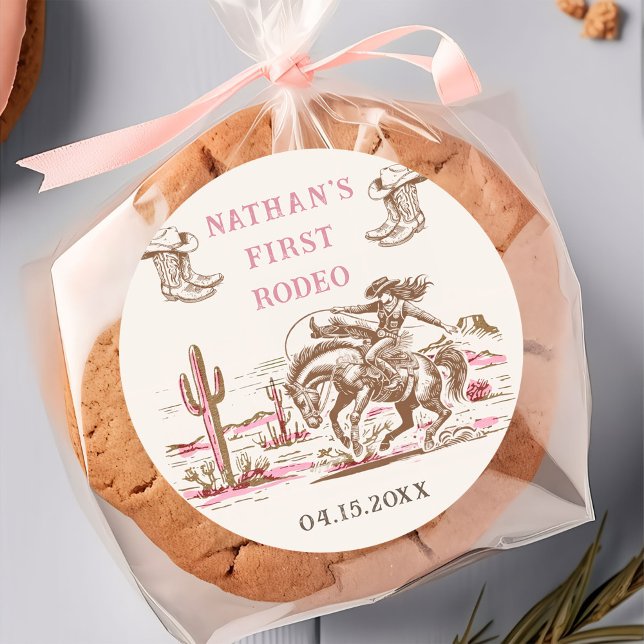 Rond Western Desert Boots Rodeo Birthday Sticker (Créateur téléchargé)