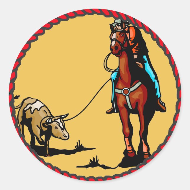 Rond Western Sticker Team Roping Steer Roping (Devant)