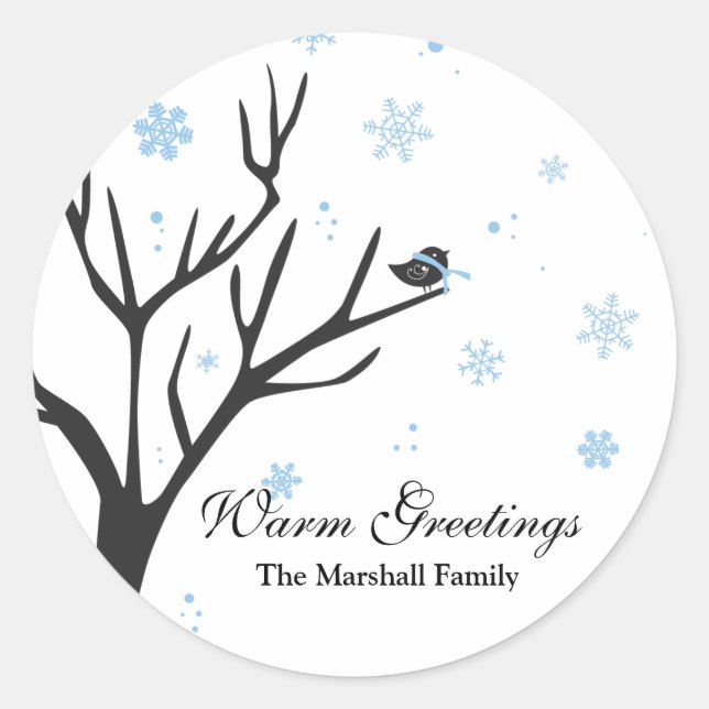 Rond Whimsy Tree and Bird - Sticker Snowflakes (Devant)