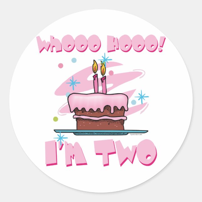Rond Whooo Hooo Je suis Sticker Deux Rose (Devant)