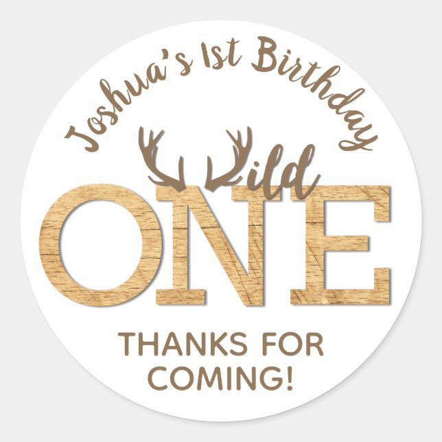 Rond Wild One First 1st Birthday Favoriser Sticker Étiq (Devant)