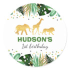 Wild One Party Favoriser Tag Sticker Jungle Animau