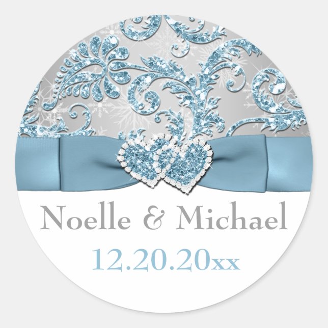 Rond Winter Wonderland, Coeurs Joints Sticker Mariage (Devant)