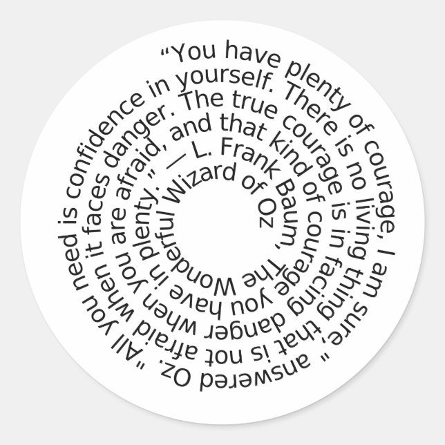 Rond Wizard of Oz courage quote sticker (Devant)