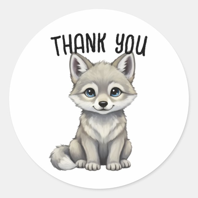 Rond Wolf Thank You Sticker (Devant)