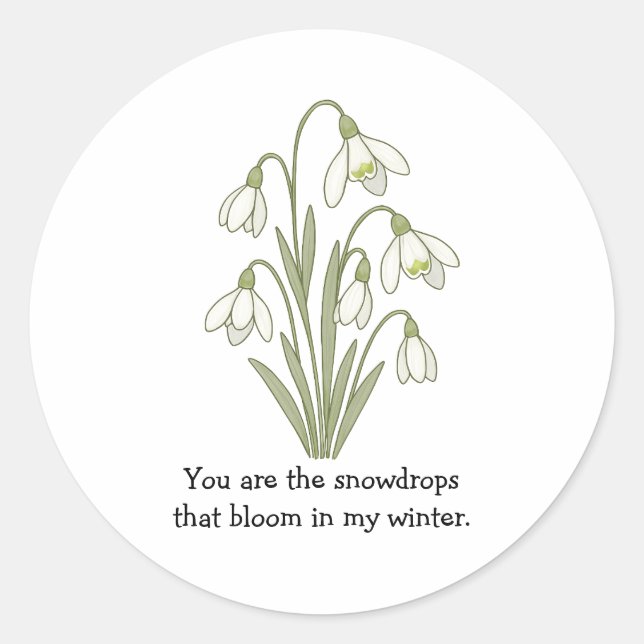 Rond Wonky Zoo Lovely Snowdrops Sticker (Devant)