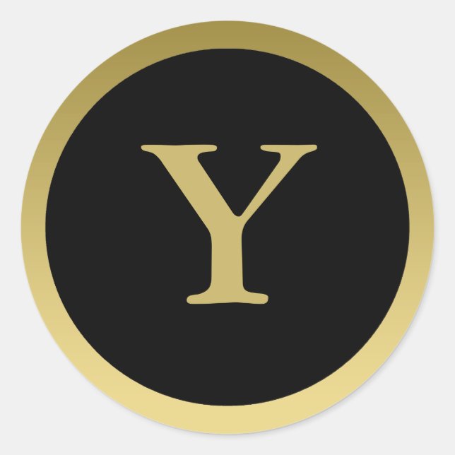 Rond Y :: Monogram Y Elegant Gold et Black Sticker (Devant)