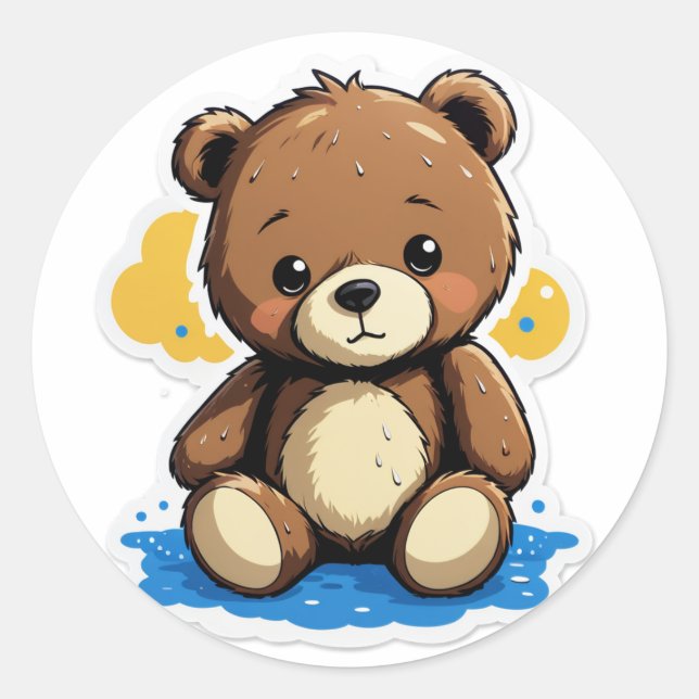 Rond You Forgot Me? – Sad Teddy in the Rain Sticker (Devant)