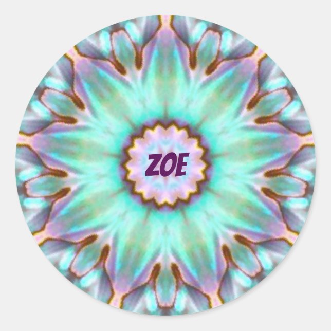 Rond ZOE ~ Sticker Paua Shell personnalisé Fractal ~ (Devant)