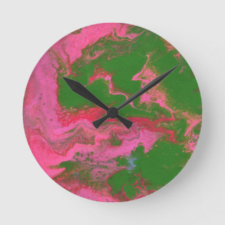 Ronde Abigail 2 Horloge Abstrait Rose Vert Fou