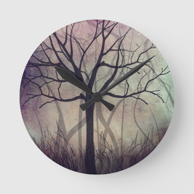 Ronde Accueil Mur Horloge Arbre Twilight (Recto)