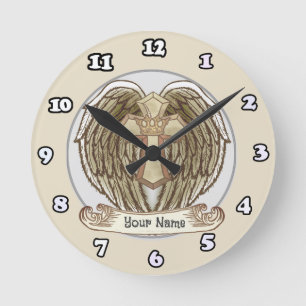 Ronde Ailes Croix Couronne Horloge chrétienne