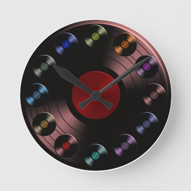 Ronde Album vinyle Retro LP Boho Round Horloge (Recto)