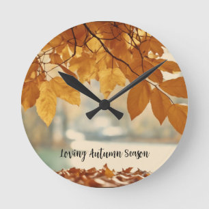 Ronde Automne Feuilles de la nature paysage Horloge rond