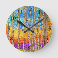 Belle horloge d'arbre en peuplier coloré