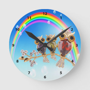 Ronde Bijoux de la Chouette d'or et horloge arc-en-ciel