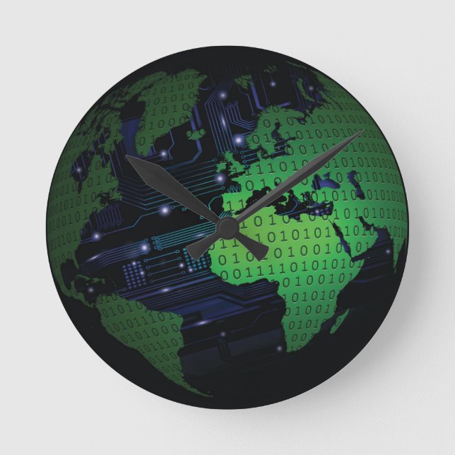 Ronde Binary World Earth Globe Horloge Mondiale (Recto)