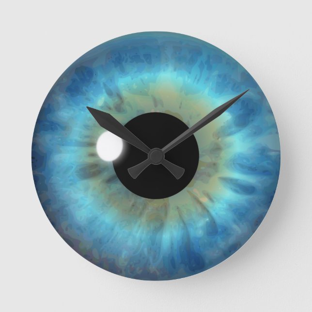 Ronde Blue Eye Iris Eyball Medium Custom Round Horloge (Recto)