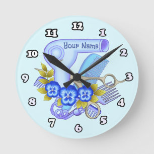 Ronde Blue Pansy Beauty Parlor horloge esthétique