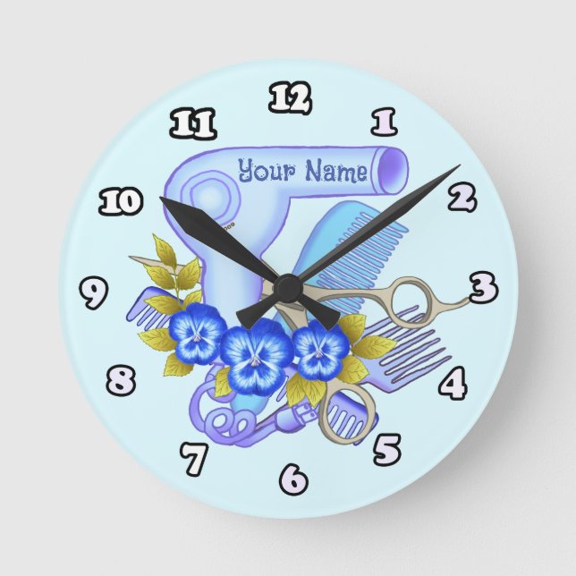 Ronde Blue Pansy Beauty Parlor horloge esthétique (Recto)