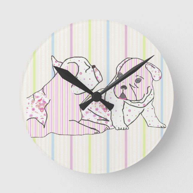 Ronde Bouledogue français Horloge (Recto)