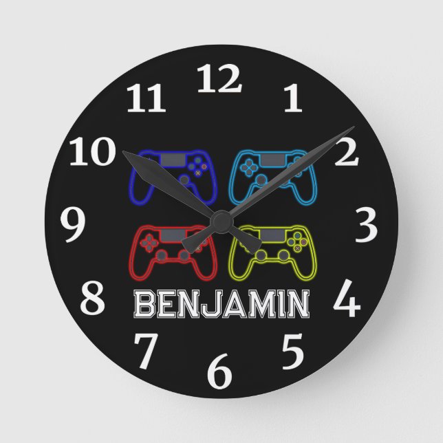 Ronde Boys Playstation Horloge personnalisée (Recto)