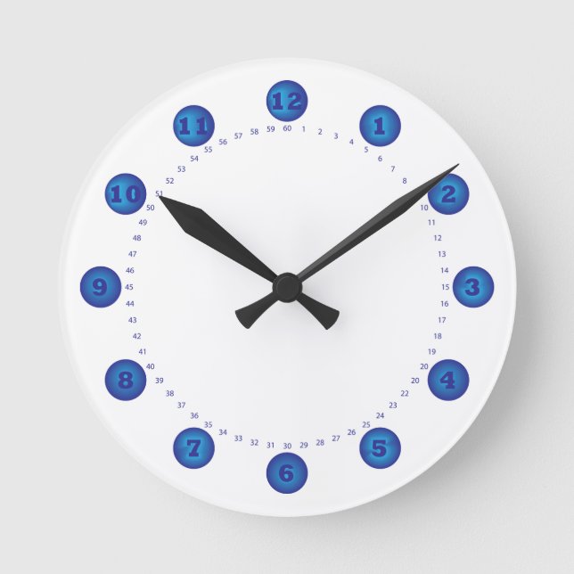 Ronde cadran à horloge cercle bleu avec secondes (Recto)