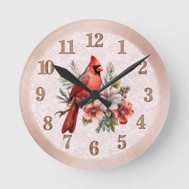 Ronde Cadran Cardinal Couleur Rouge Clair Horloge (Recto)