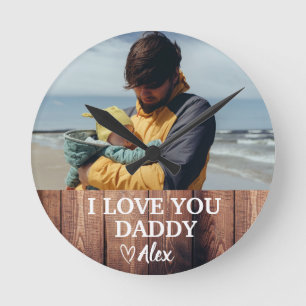 Ronde Cadre Horloge Rond Personnalisé Papa, Je T'aime Pa