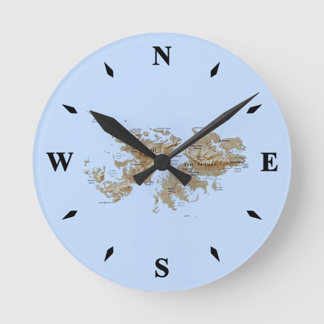 Ronde Carte des îles Falkland Horloge (Recto)