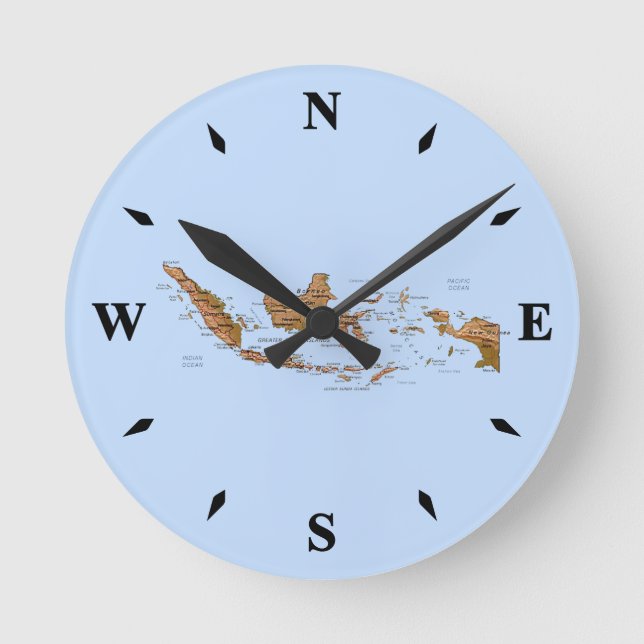 Ronde Carte Indonésie Horloge (Recto)