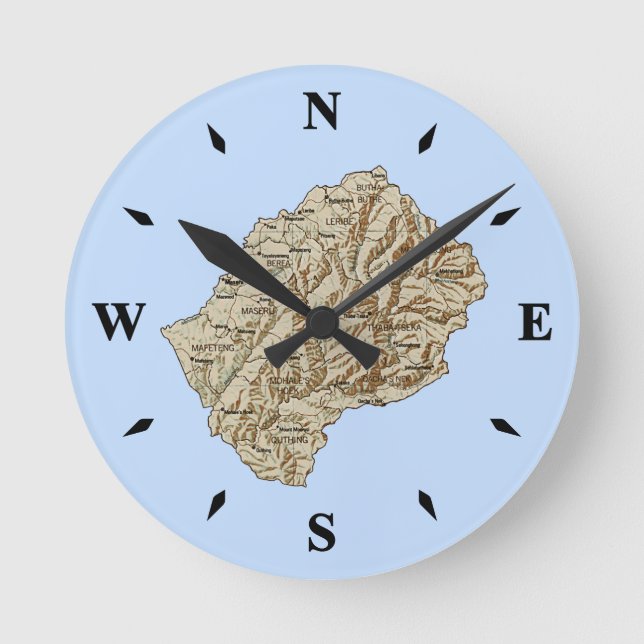 Ronde Carte Lesotho Horloge (Recto)