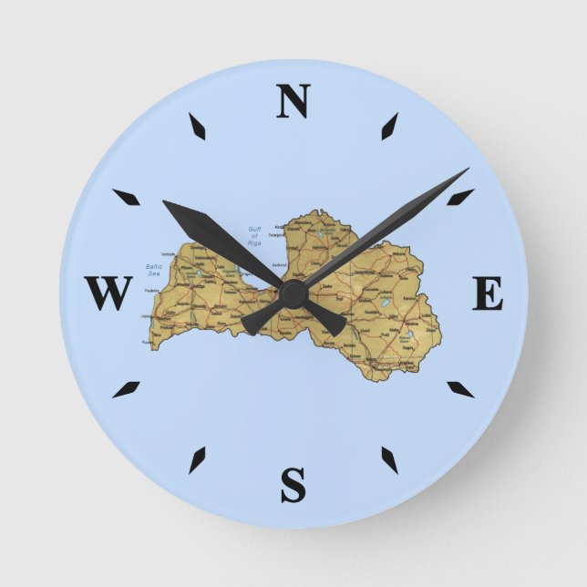 Ronde Carte Lettonie - Horloge (Recto)