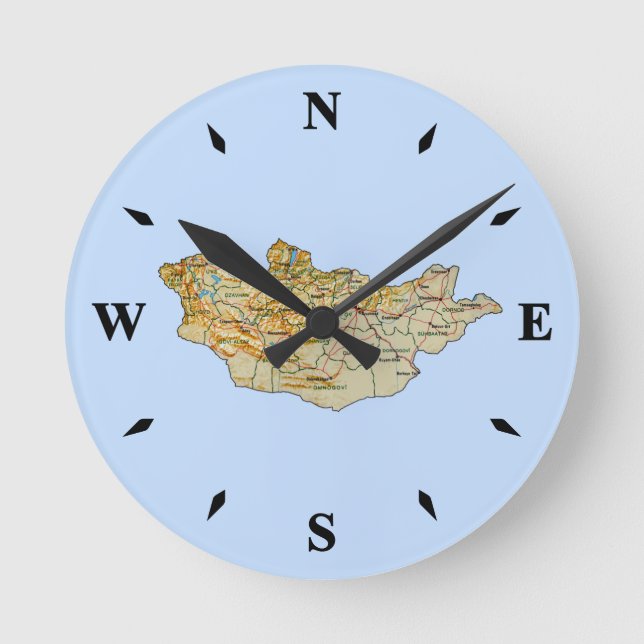 Ronde Carte Mongolie Horloge (Recto)
