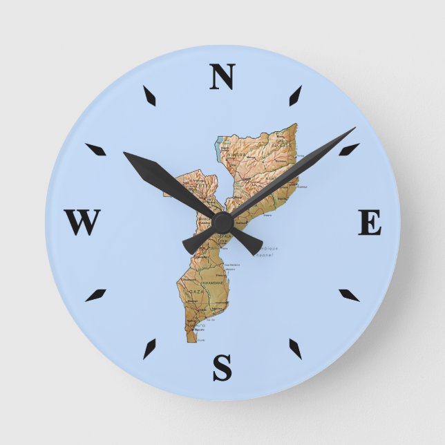Ronde Carte Mozambique Horloge (Recto)