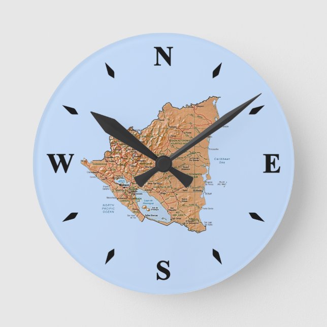 Ronde Carte Nicaragua Horloge (Recto)