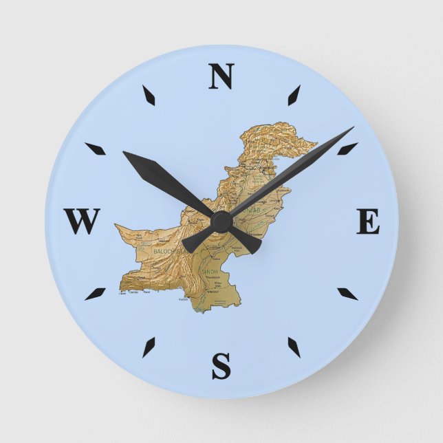 Ronde Carte Pakistan Horloge (Recto)