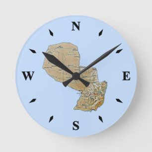 Ronde Carte Paraguay Horloge