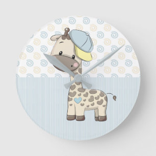 Ronde Carte personnalisée Baby Boy Giraffe Horloge