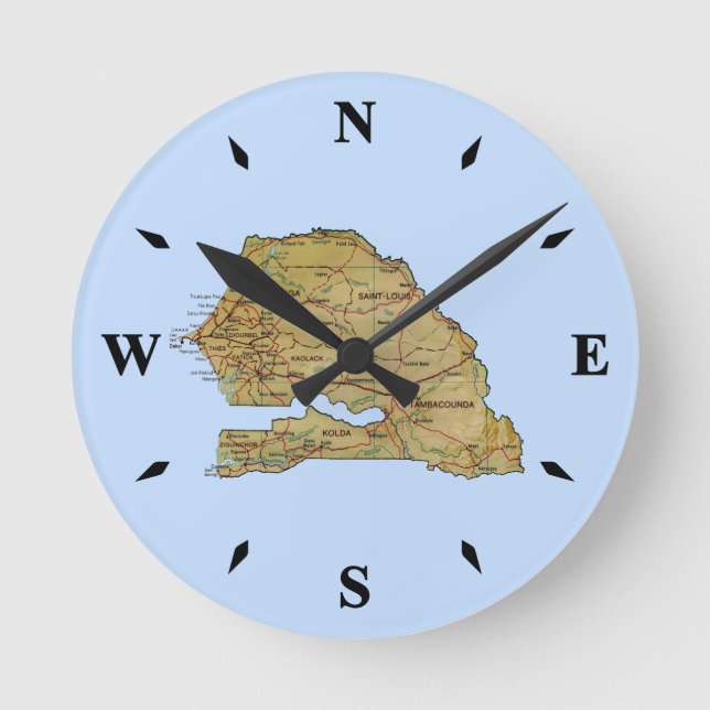 Ronde Carte Sénégal Horloge (Recto)