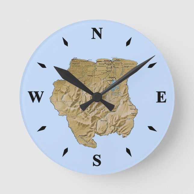 Ronde Carte Suriname Horloge (Recto)