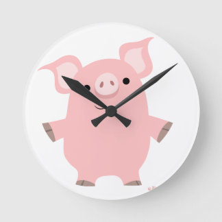 Ronde Carton mignon debout cochon horloge