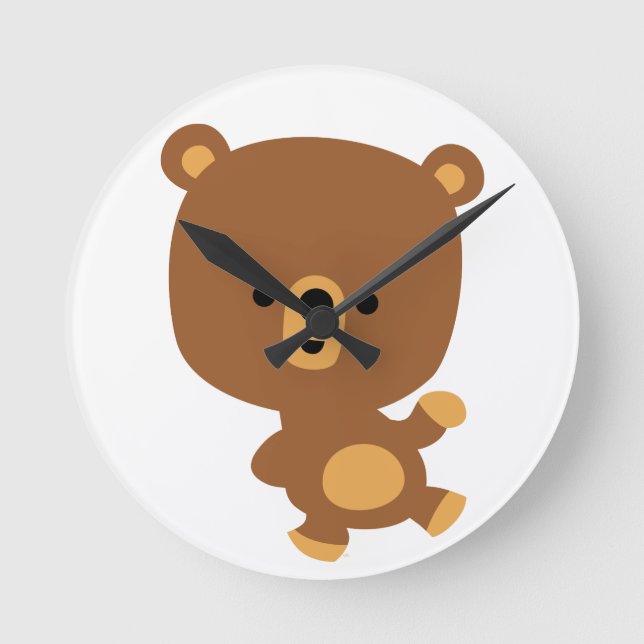 Ronde Carton mignon 'Good Vibe' Bear Mur Horloge (Recto)