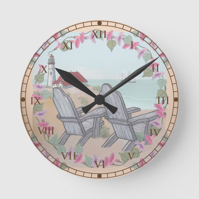 Ronde Chaises de plage Phare horloge (Recto)