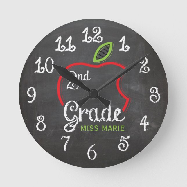 Ronde Chalk 2e année | Horloge personnalisée (Recto)