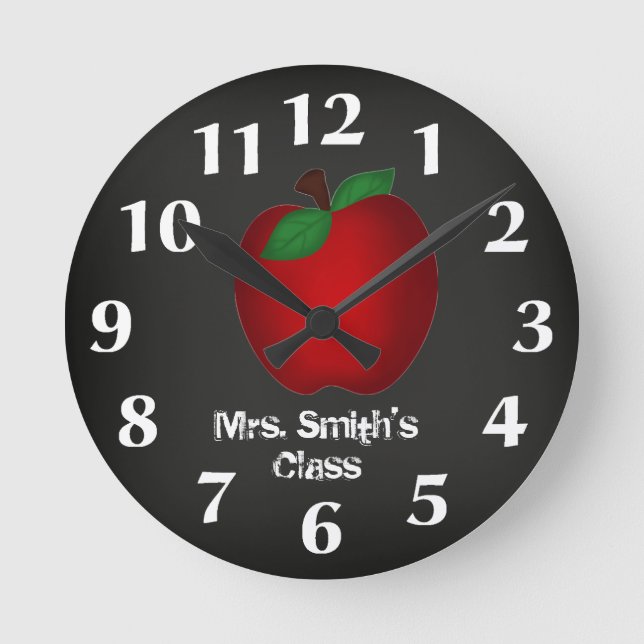 Ronde Chalkboard Apple Wall Horloge (Recto)